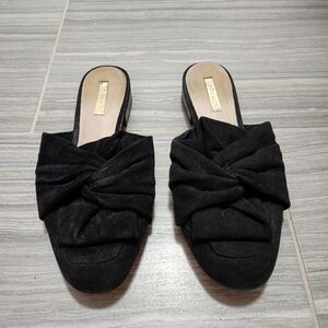 Louise et Cie Black Suede Knot Tie Mule Flats Size 7